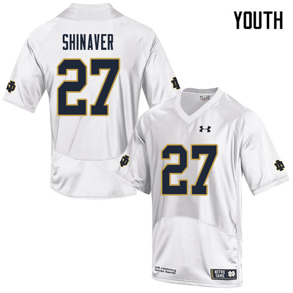 Youth NCAA Notre Dame Fighting Irish #27 Arion Shinaver Stitched College Under Armour Authentic White Football Jersey XO10D48XG